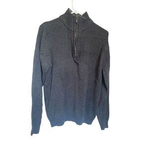 Oscar De La Renta Men’s Ribbed 1/4 Zip pullover sweater Charcoal Black L